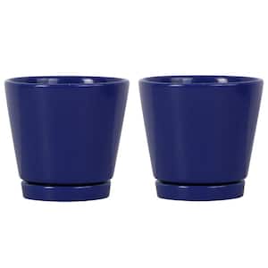 4 in. Blue Knack Ceramic Planter (Pack of 2)