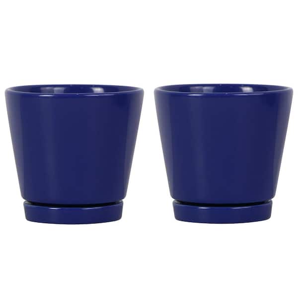 Trendspot 4 in. Blue Knack Ceramic Planter (Pack of 2)