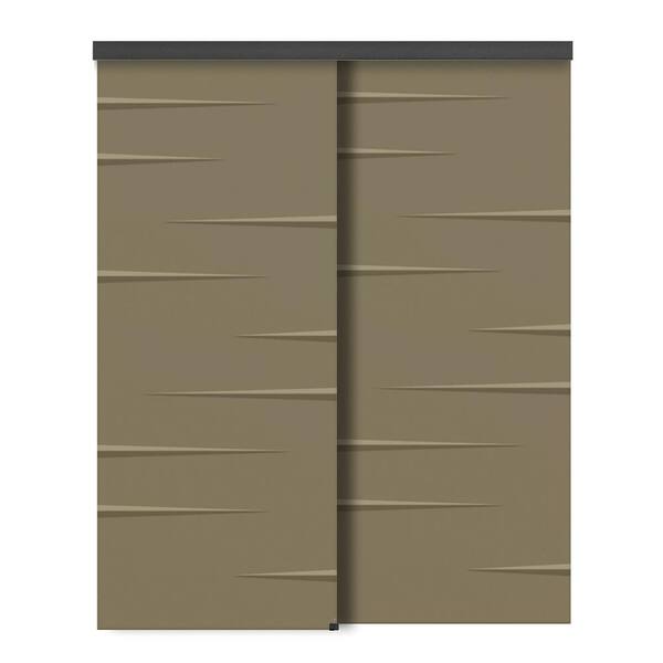 CALHOME 60 in. x 80 in. Hollow Core Olive Green Painted Composite MDF Interior Double Closet Sliding Doors