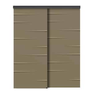 72 in. x 96 in. Hollow Core Olive Green Stained Composite MDF Interior Double Closet Sliding Doors