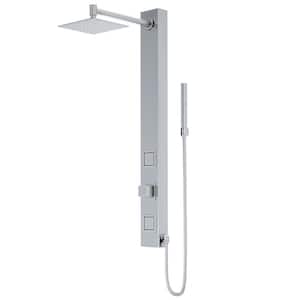 Orchid 39 in. x 2 in. 2-Jet Shower Massage Panel System with Square Shower Head in Stainless Steel