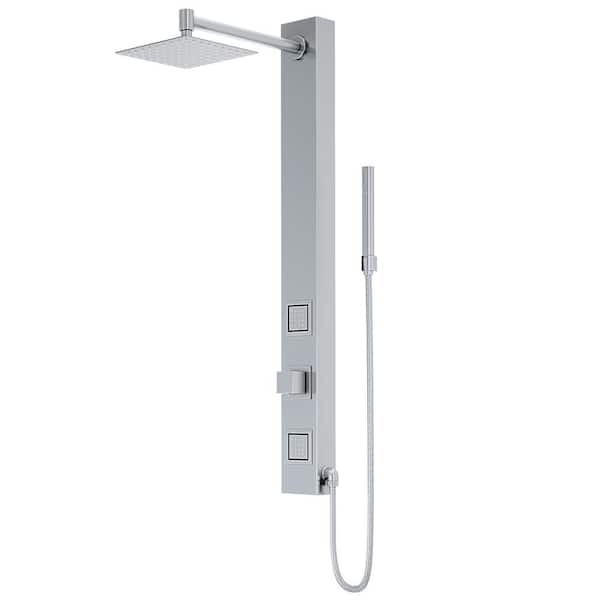 VIGO Orchid 39 in. H x 4 in. W 2-Jet Shower Panel System with Adjustable Square Head and Hand Shower Wand in Stainless Steel