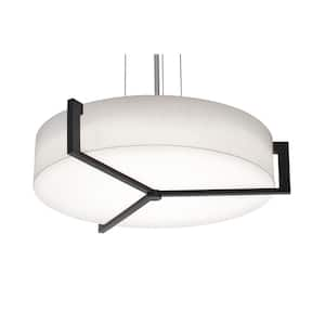 25-Watt 3-Light Satin Nickel, Linen White, Espresso, White Shaded Pendant-Light with Fabric Shade