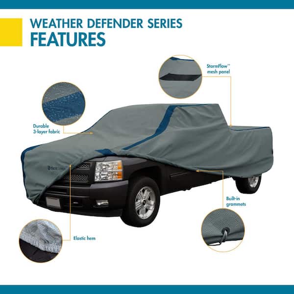 Classic Accessories Duck Covers Weather Defender 215 in. L x 68 in. W x 71  in. H Standard Cab Short Beds Truck Cover with StormFlow in Grey A3CMT217  The Home Depot