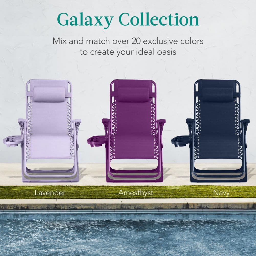 Lavender Zero Gravity Reclining Beach Lounger with Tray