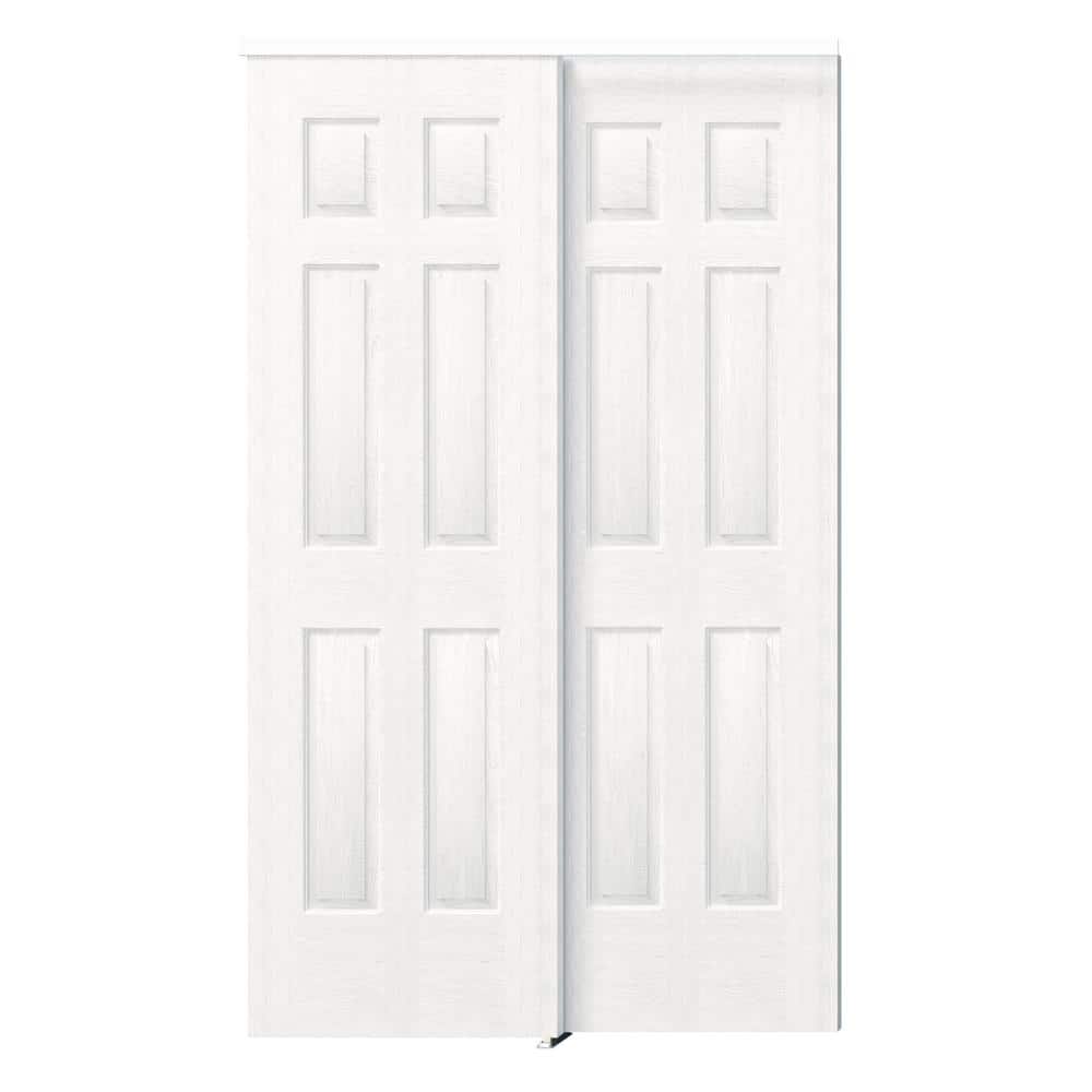 60 in. x 80 in. MDF, Hollow Core, White, Painted Double 6-Panel Sliding Door with All Hardware price history on PriceWatchPro