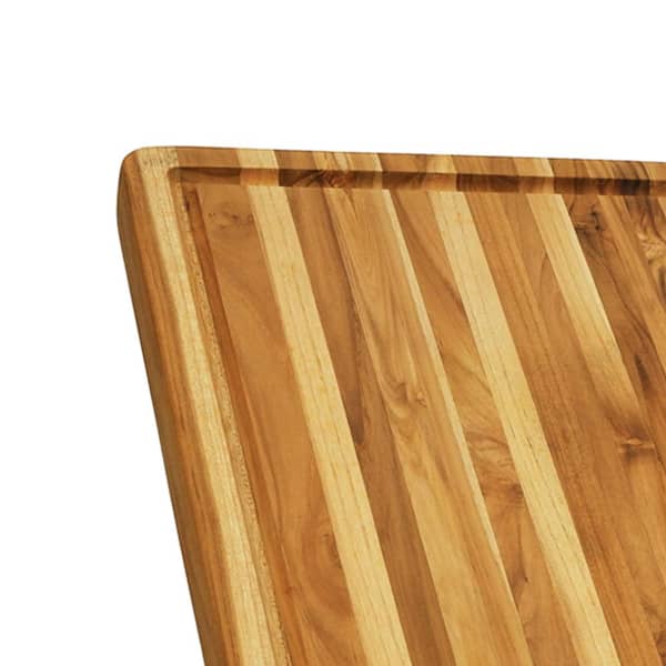 5-Piece 22 in. Natural Rectangle Shape Real Teak Wood Durable Hard Wooden Cutting Chopping Board Set with Juice Groove