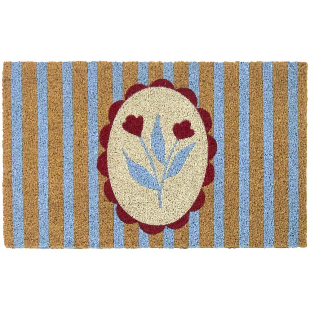 Feminine Flower Red/Blue 18 in. x 30 in. Coir Indoor/Outdoor Door Mat price history on PriceWatchPro