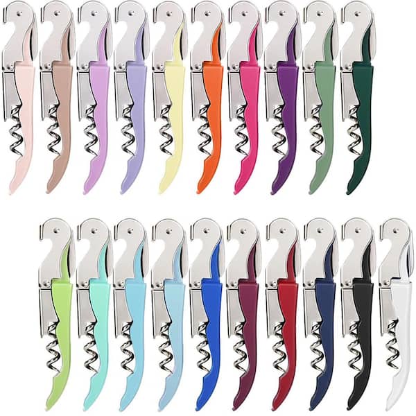 20-Pack Multi-colored Wine Opener for Bartender, Waiter Corkscrew Wine Key, Wine Bottle Opener Double Hinged