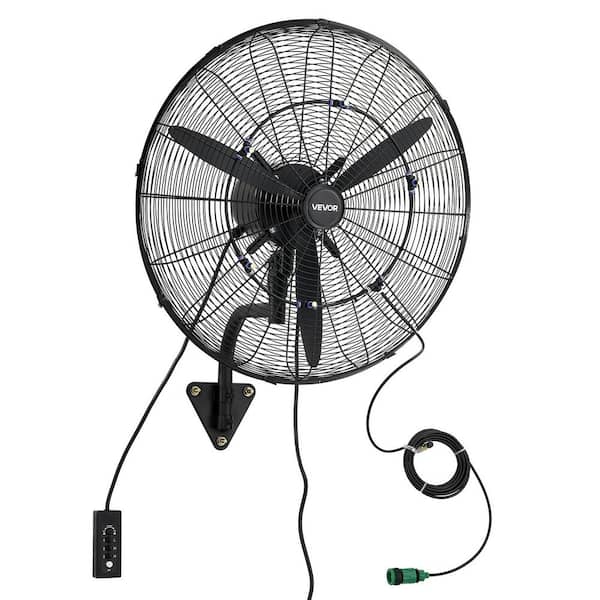24 in. Wall Mounted Hanging Fan with Oscillating & Mist, IP44-rated, 3-Speed, Powerful Air Reach, Mechanical Control