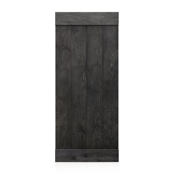 30 in. x 58 in. Charcoal Black Solid Pine Wood Bathroom Stall Partition Door Slab