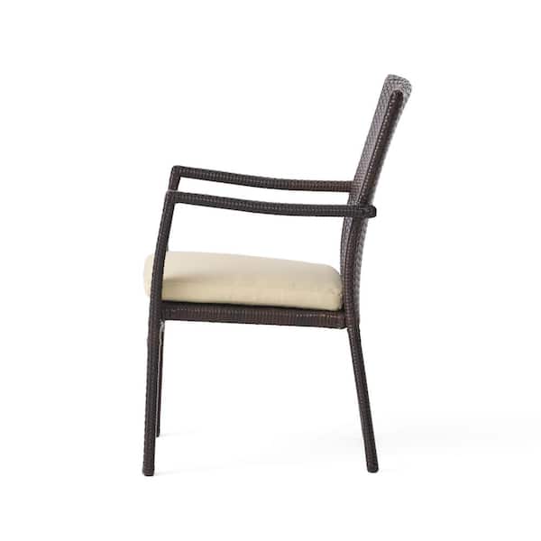 Corsica Multi-brown Faux Rattan Outdoor Patio Dining Chairs with Cream Cushions (Set of 2)