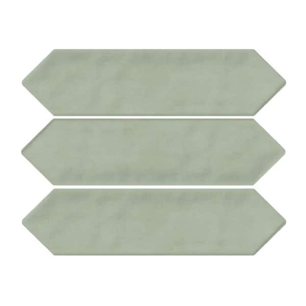 Glossy Ceramic Picket Hexagon Subway 3 in. x 12 in. x 10 mm Wall Tile Case- Sage (20-Tile Pieces/5 sq. ft.)