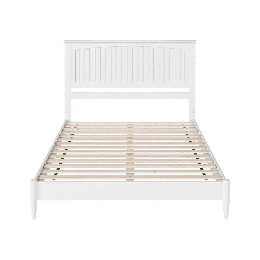 Naples White Queen Wood Low Profile Platform Bed with Slats