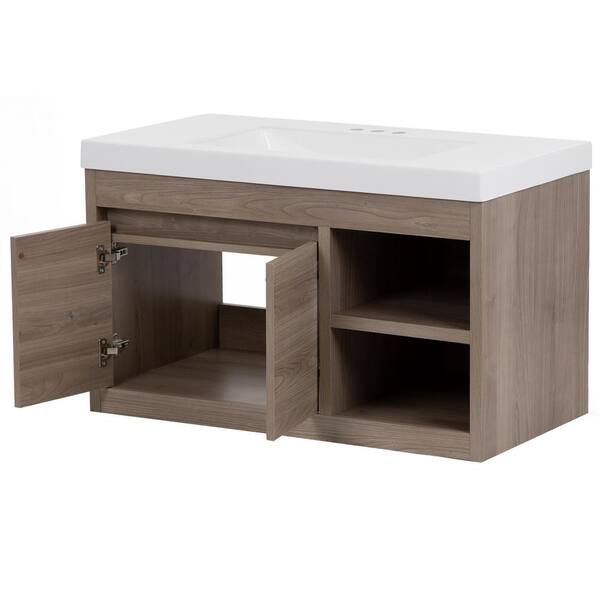 Home Decorators Collection Stockley 18 in. W x 19 in. D x 22 in. H Single  Sink Floating Bath Vanity in Forest Elm with White Cultured Marble Top  B36X20167 - The Home Depot