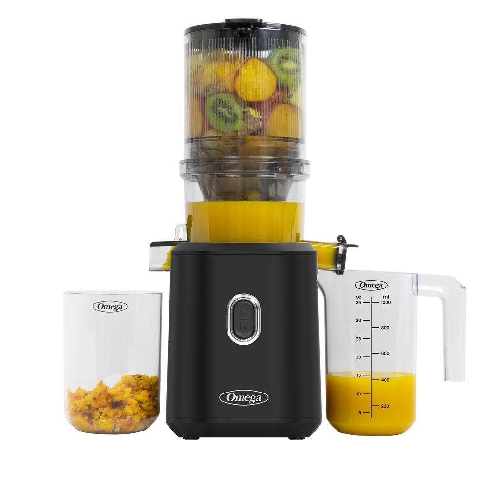 Omega Black Electric Masticating Juicer with Pulp Receptacle