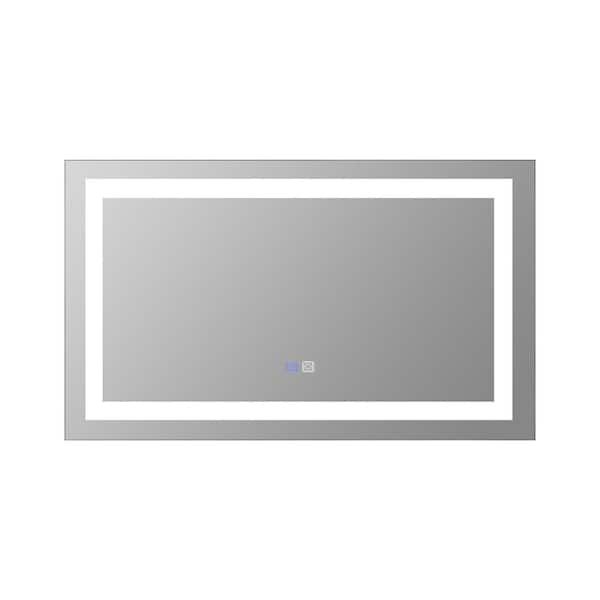 Unbranded 40 in. W Wx 24 in. H Rectangular Frameless Wall Mount Superslim Dimmable Anti Fog Bathroom Vanity Mirror in Silver