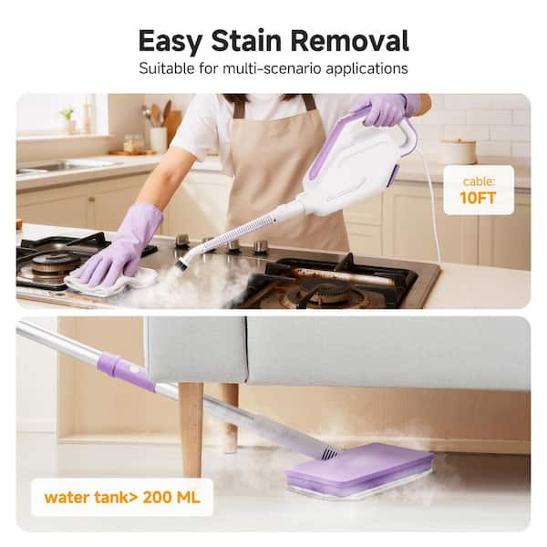 amzchef Corded Steam Mop, Multi-Functional Removable Handheld