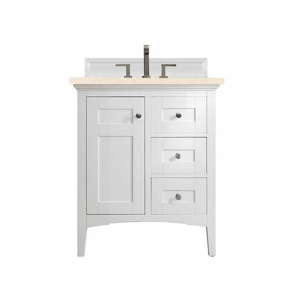 James Martin Vanities Palisades 30 in. W x 23.5 in. D x 35.3 in. H Bath Vanity in Bright White with Eternal Marfil Quartz Top