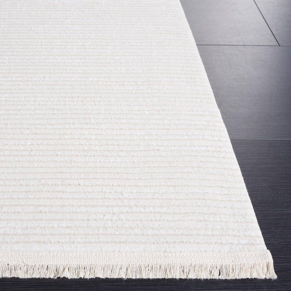 Ivory Hand-Knotted Synthetic Area Rug, 5'3" x 7'6"