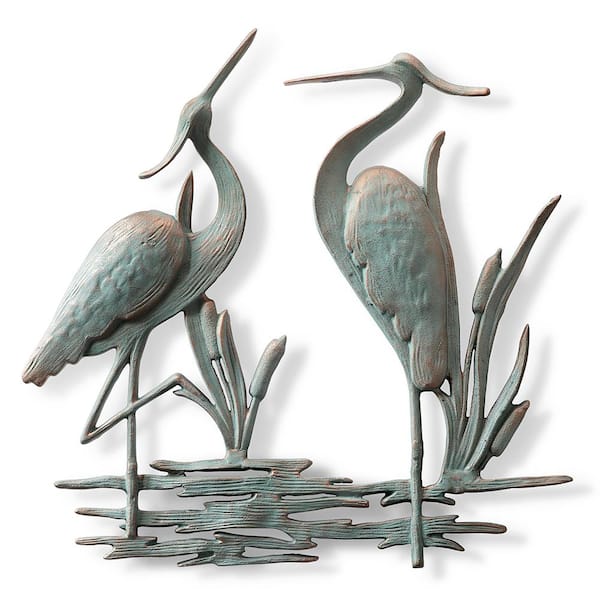 Double Garden Heron Wall Plaque
