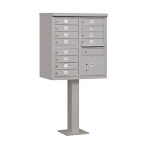 Gray USPS Access Cluster Box Unit with 12 A Size Doors and Pedestal