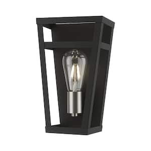 Schofield 7 in. 1-Light Black ADA Sconce with Brushed Nickel Accents