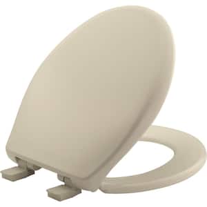 Affinity Never Loosens Slow Close Easy Clean Round Plastic Toilet Seat in Bone