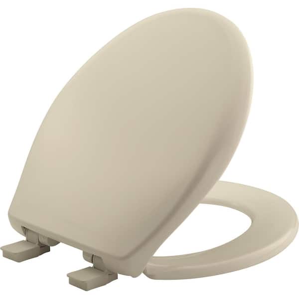 BEMIS Affinity Round Soft Close Plastic Closed Front Toilet Seat in Bone Never Loosens and Removes for Easy Cleaning