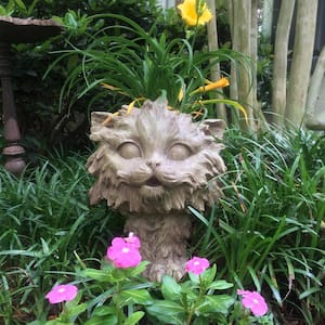 12 in. Stone Wash Scruffy the House Cat Muggly Planter Statue Holds 4 in. Pot