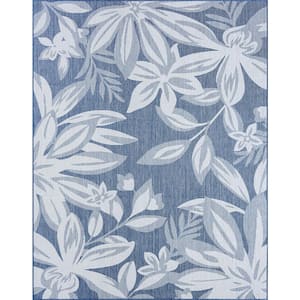 Eco Floral Blue 5 ft. x 8 ft. Indoor/Outdoor Area Rug