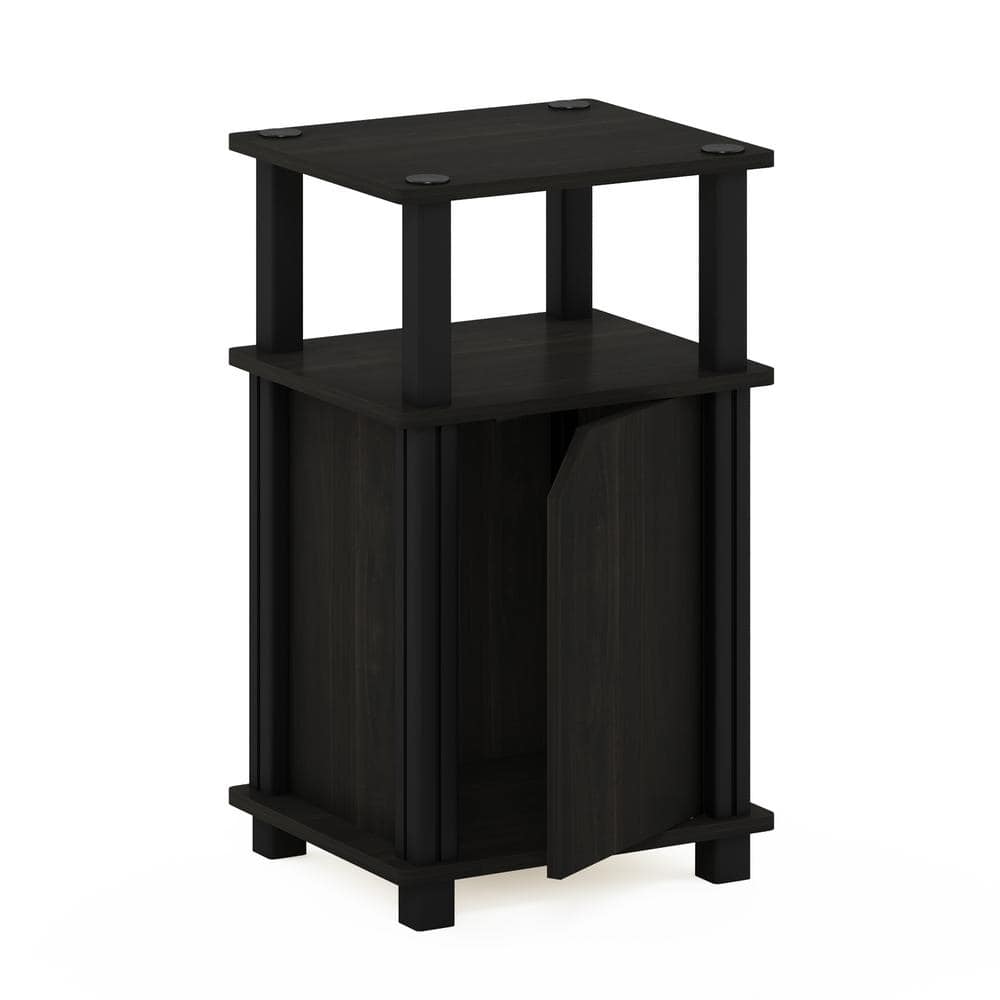 Espresso Black Square End Table with Storage and Rounded Edges