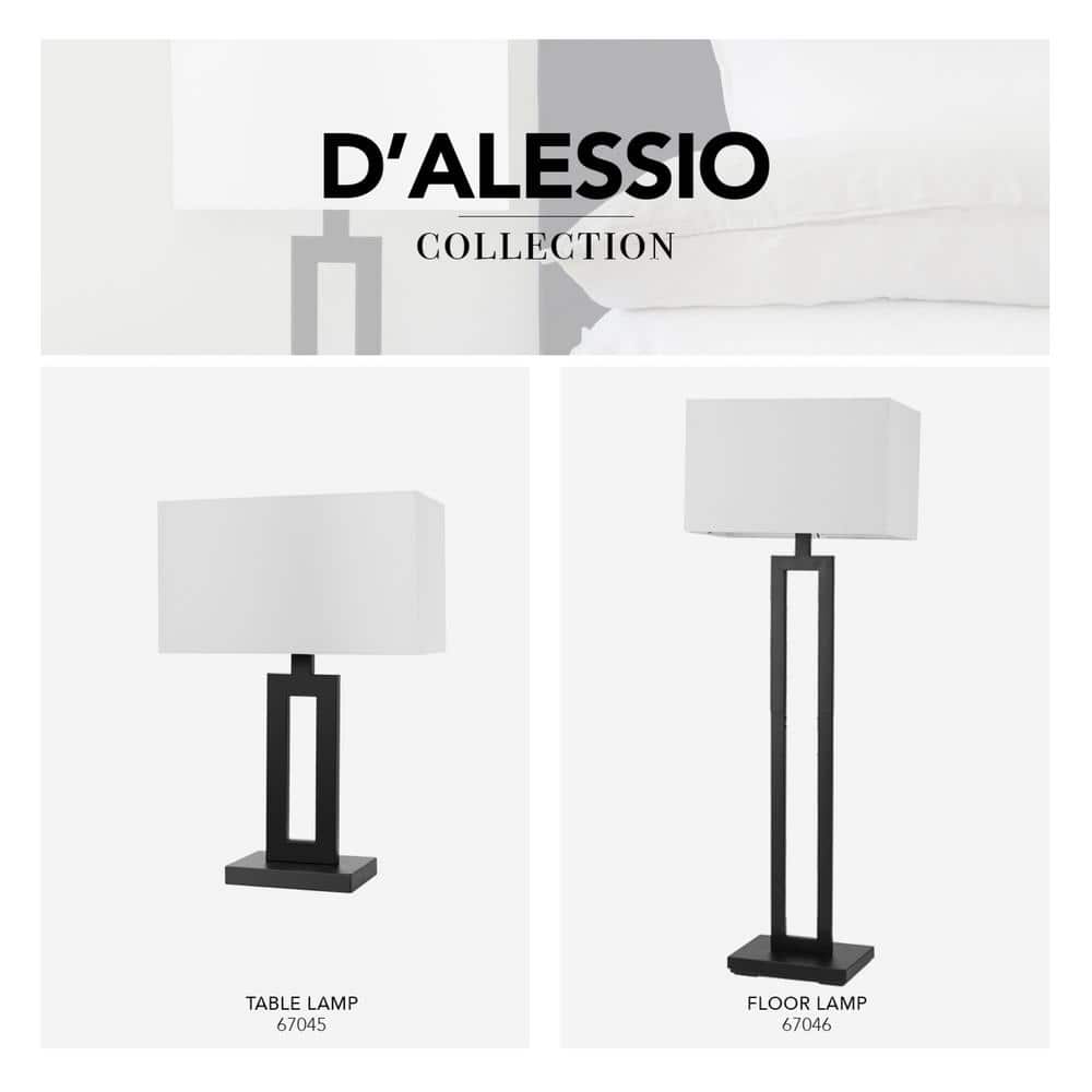 Matte Black Modern Energy Star 58" Floor Lamp with White Linen Shade