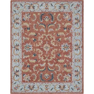 D1717 Rust 7 ft. 6 in. x 9 ft. 6 in. Hand Tufted Persian Transitional Wool Area Rug