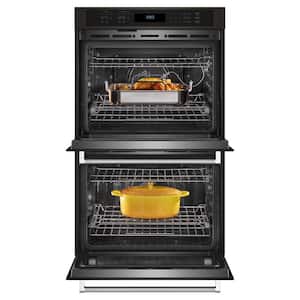 27 in. Double Electric Wall Oven with Convection in Black Stainless Steel with PrintShield Finish