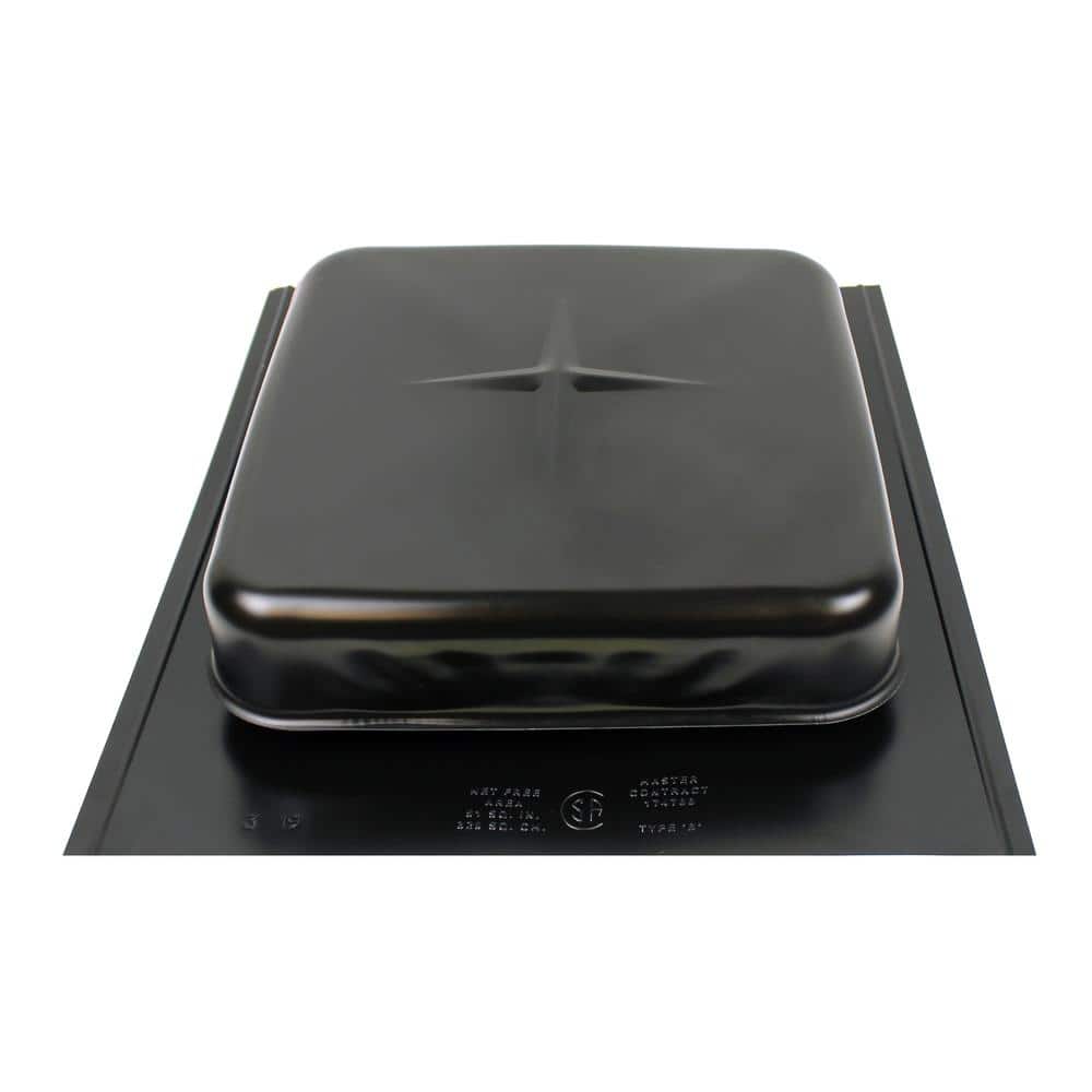 50 sq. in. NFA Galvanized Square-Top Roof Louver Static Vent in Black (Sold