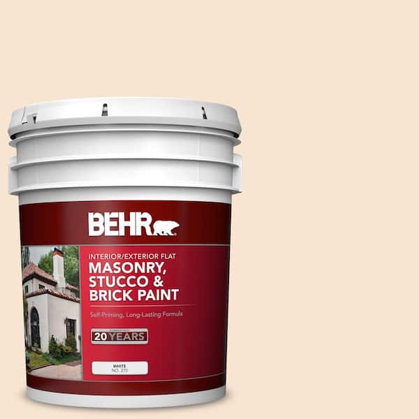 BEHR 5 gal. #OR-W03 Mannequin Cream Flat Interior/Exterior Masonry, Stucco and Brick Paint