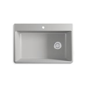 Kennon Neoroc Matte Grey Granite Composite 33 in. 1-Hole Single Bowl Drop-In/Undermount Kitchen Sink