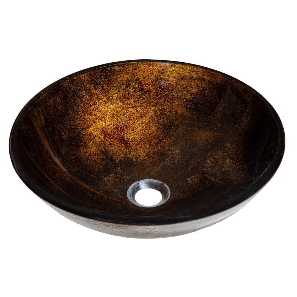 Eden Brown and Gold Tempered Glass Vessel Sink