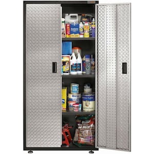 Ready-to-Assemble Steel Freestanding Garage Cabinet in Silver Tread (36 in. W x 72 in. H x 18 in. D)