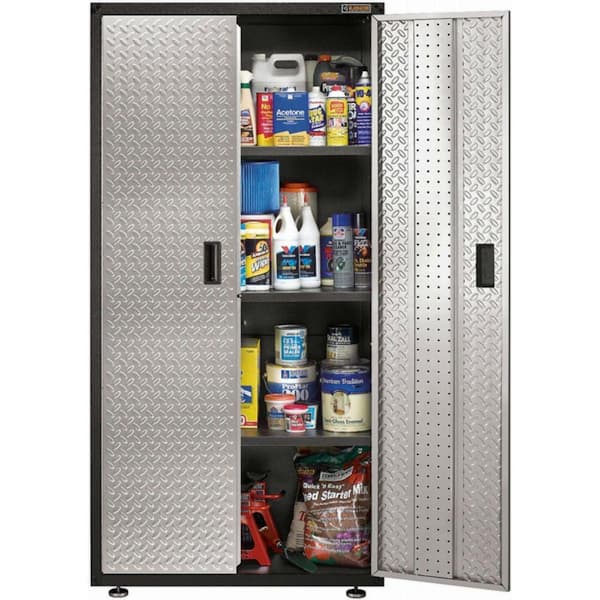 Ready-to-Assemble Steel Freestanding Garage Cabinet in Silver Tread (36 in. W x 72 in. H x 18 in. D)