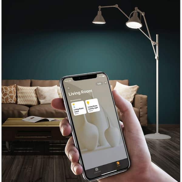 65-Watt Equivalent BR30 Apple HomeKit Smart Wi-Fi Wireless Dimmable E26 Medium LED Light Bulb Soft White 2700K (12-Pack)