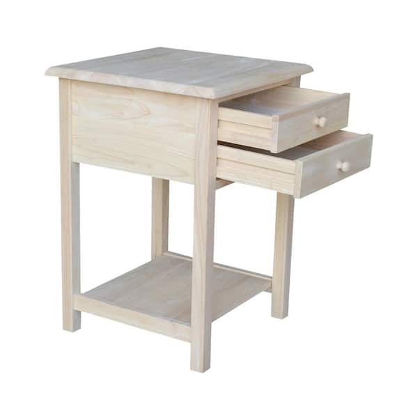 International Concepts - Unfinished Lamp Table with 2-Drawer