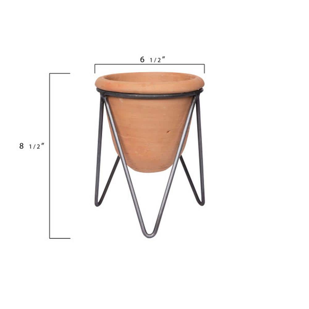 Terracotta Planter with Metal Stand for Indoor/Outdoor Use