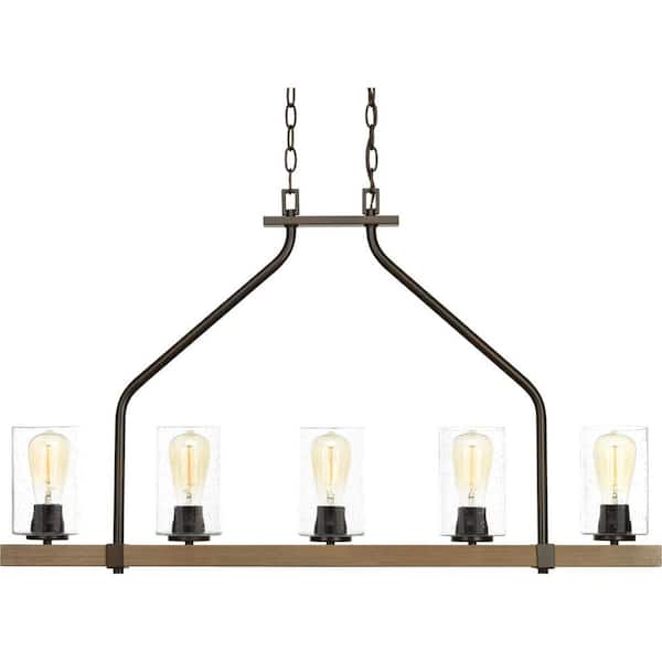 Progress Lighting Barnes Mill Collection 5-Light Antique Bronze Chandelier with Shade