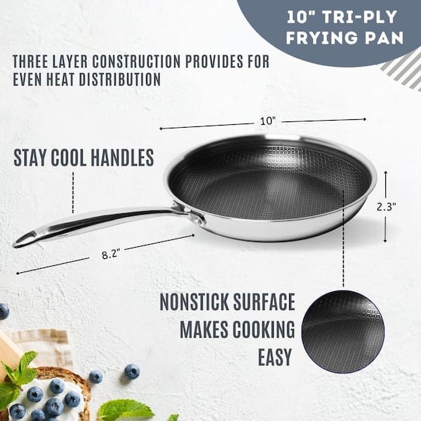 10-Inch Frying Pan Non-Stick Cookware Stainless Steel Scratch