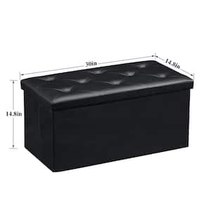 Storage Ottoman, Foot Rest Stool Footstool Ottoman, Small Square Cube Chest for Living Room/Dorm/Entryway 30 In. L Black