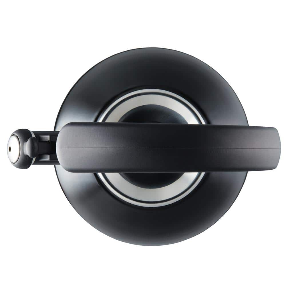 Black Enamel on Steel Whistling Teakettle with Flip-Up Spout, 2-Quart
