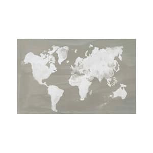 "The World In Neutral" By Gallery 57 Unframed Stretched Canvas Map Wall Art Print 40 in. x 25 in.