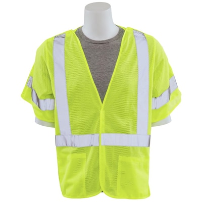 Hi-Viz Lime Polyester ERB Safety 039-65040 S680 Class 3 Mesh Solid Safety Vests Medium 